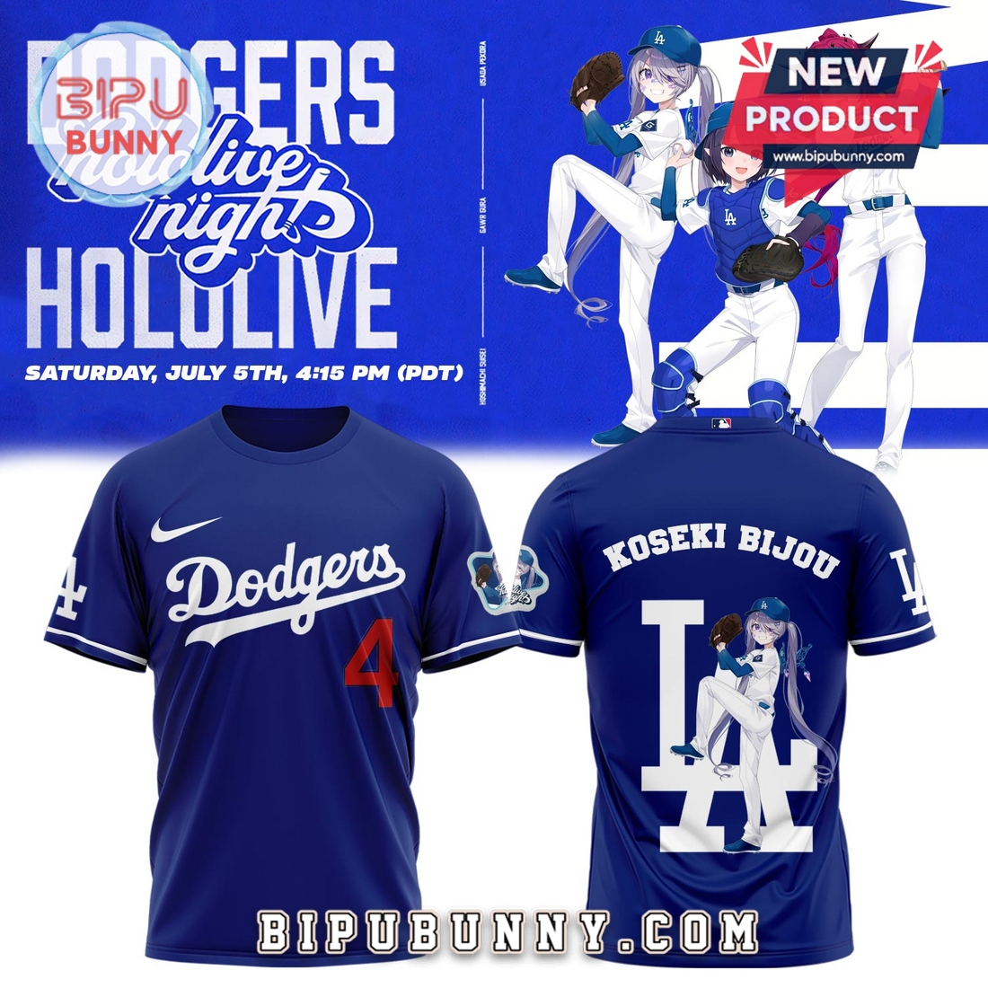Los Angeles Dodgers Hololive Night Biboo Navy Shirt Los Angeles Dodgers Hololive Night Biboo Navy Shirt