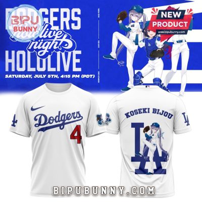 Los Angeles Dodgers Hololive Night Biboo White Shirt