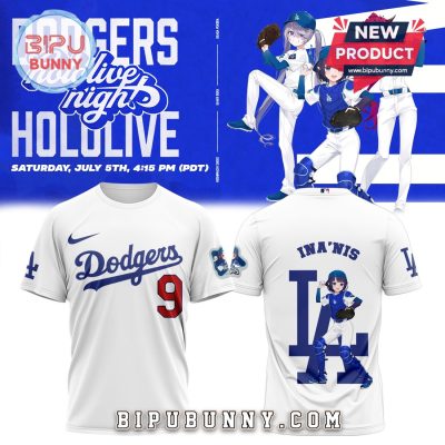 Los Angeles Dodgers Hololive Night Ina’nis White Shirt
