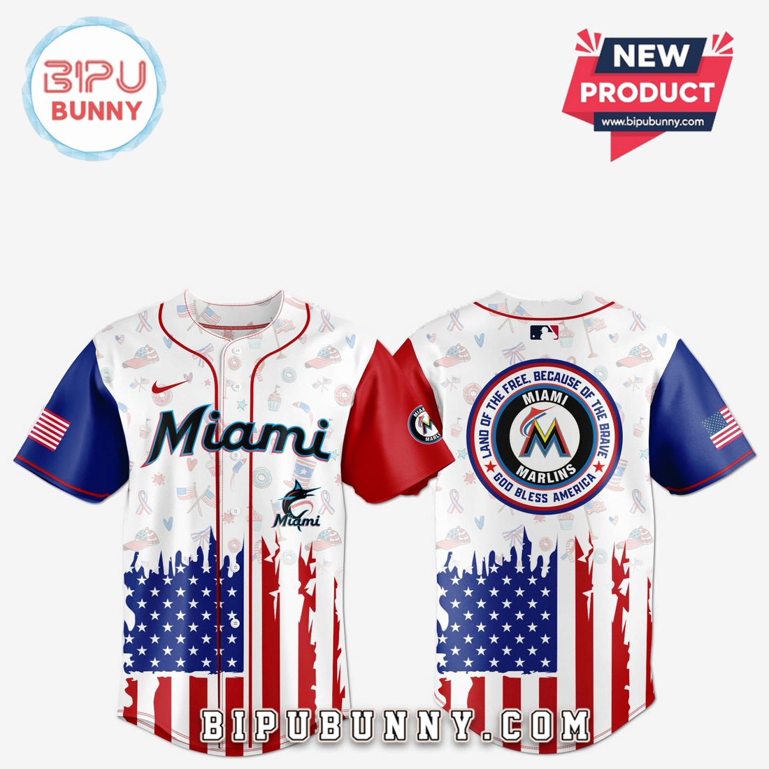 Miami Marlins Independence Day Baseball Jersey 2025 Miami Marlins Independence Day Baseball Jersey 2025