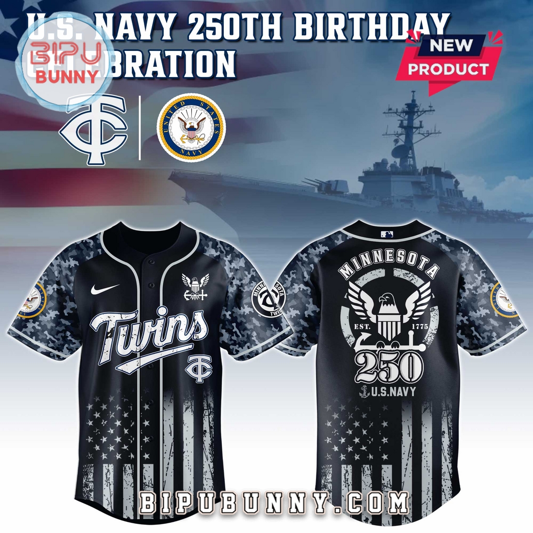 Minnesota Twins MLB x 250 U.S. Navy Baseball Jersey Minnesota Twins MLB x 250 U.S. Navy Baseball Jersey