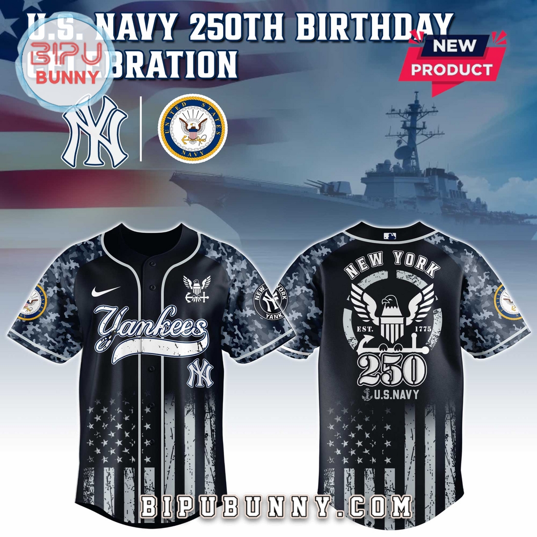 New York Yankees MLB x 250 U.S. Navy Baseball Jersey New York Yankees MLB x 250 U.S. Navy Baseball Jersey