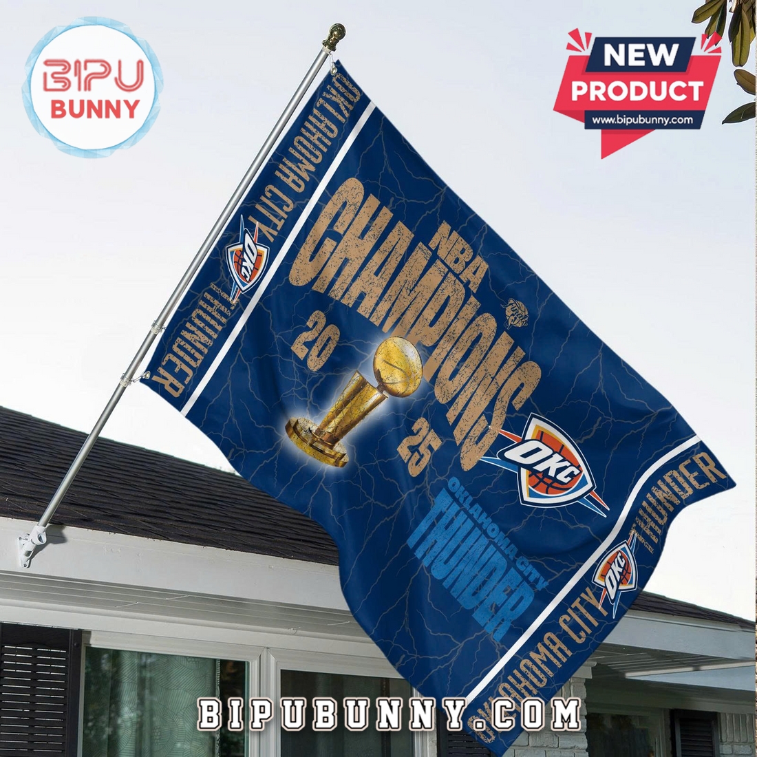Oklahoma City Thunder NBA Champions 2025 Flag Oklahoma City Thunder NBA Champions 2025 Flag