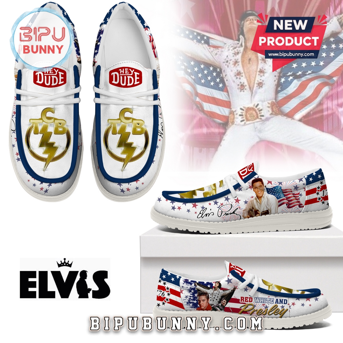 Premium Elvis Presley Happy 4th Of July Loafer Shoes Premium Elvis Presley Happy 4th Of July Loafer Shoes