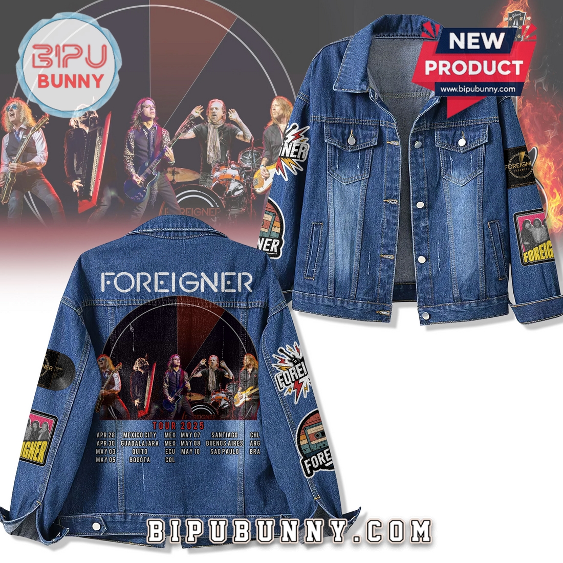Premium Foreigner Tour 2025 Denim Jacket Premium Foreigner Tour 2025 Denim Jacket