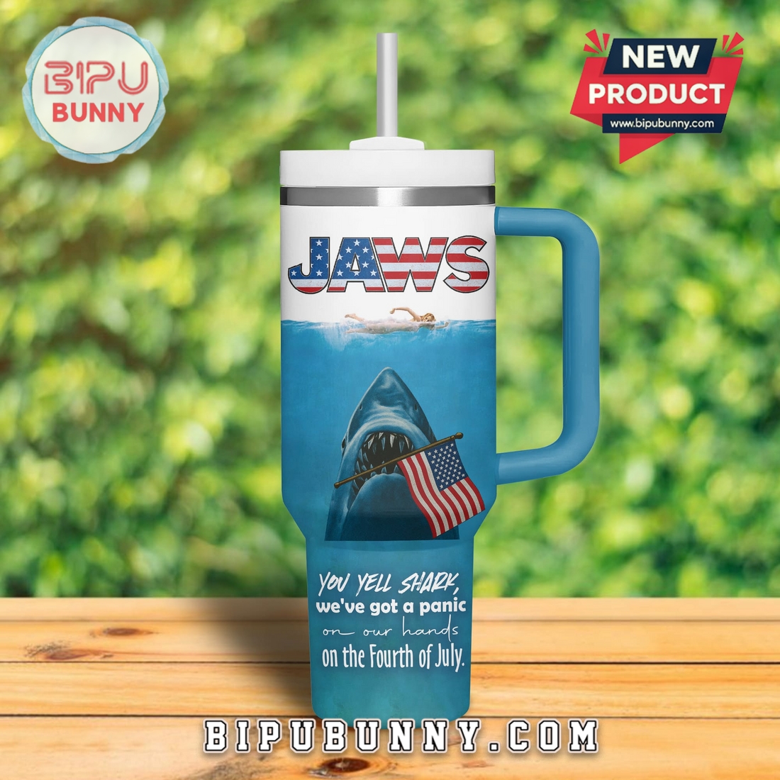Premium Jaws Happy 4th Of July Stanley Cup Premium Jaws Happy 4th Of July Stanley Cup
