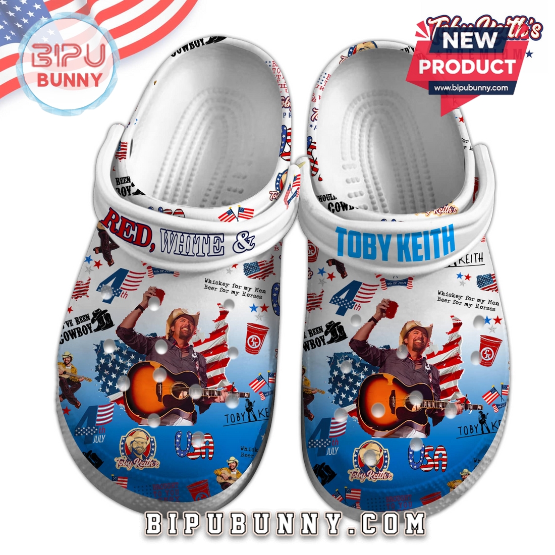 Premium Toby Keith Red White & Blue Crocs Premium Toby Keith Red White & Blue Crocs