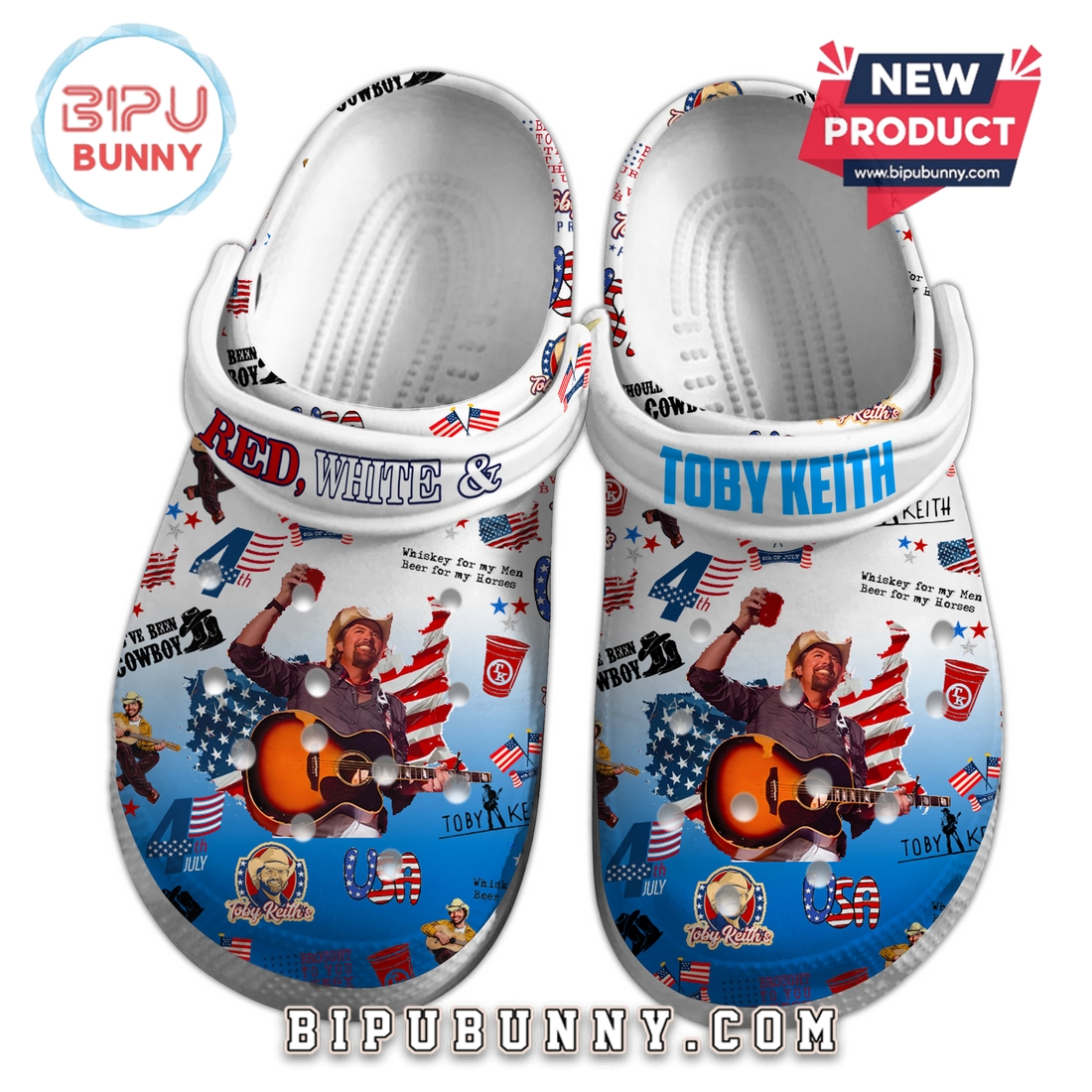 Premium Toby Keith Red White & Blue Crocs Premium Toby Keith Red White & Blue Crocs