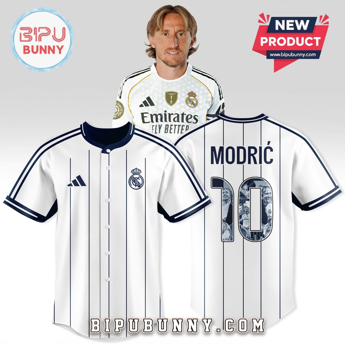Real Madrid x Luka Modrić Baseball Fusion Jersey Real Madrid x Luka Modrić Baseball Fusion Jersey