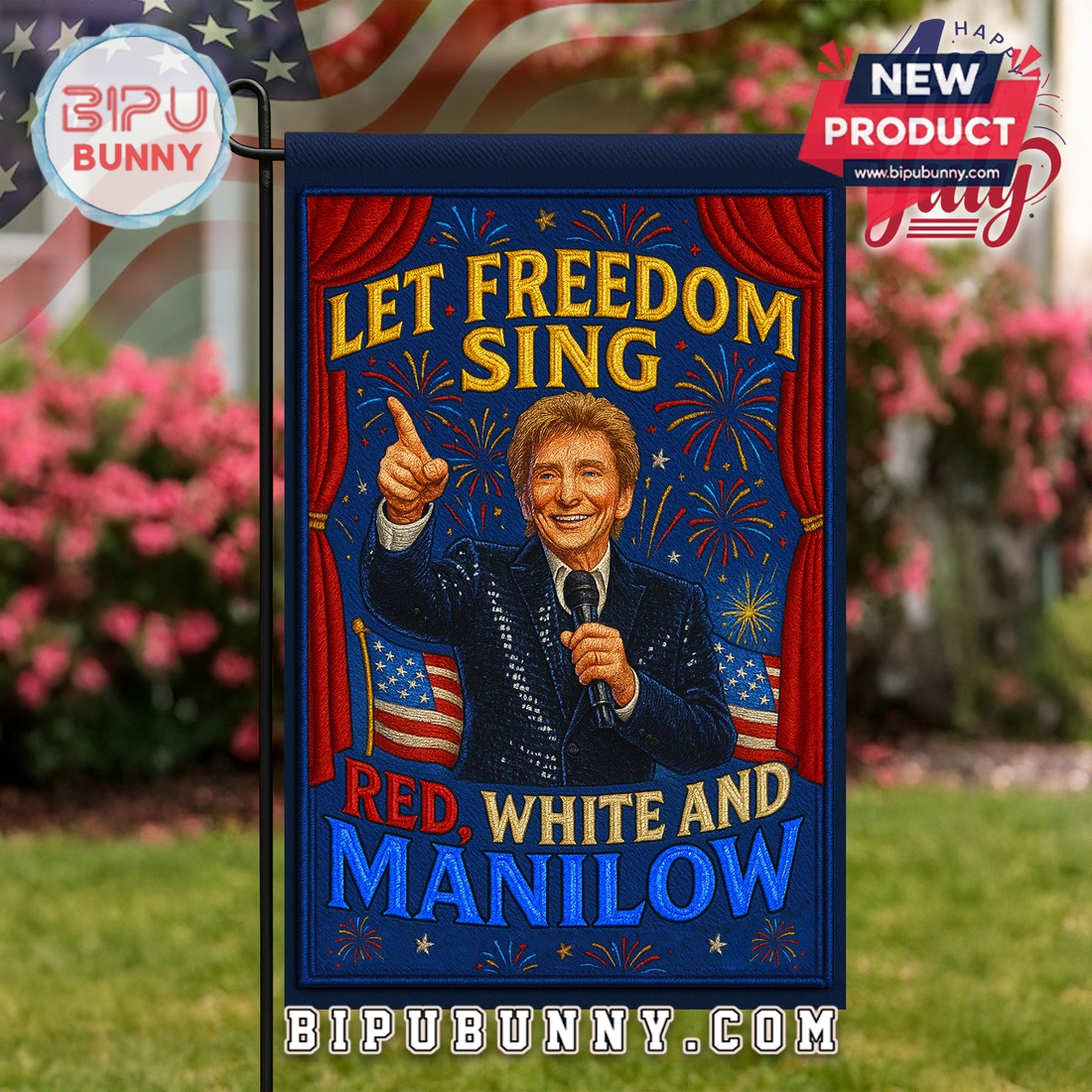 Red, White And Manilow Independence Day 2025 Flag Red, White And Manilow Independence Day 2025 Flag