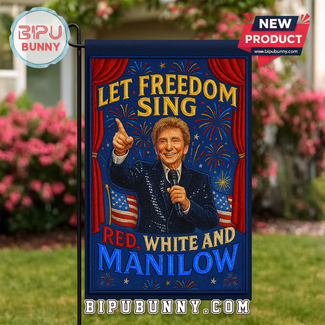 Red, White And Manilow Independence Day 2025 Flag Red, White And Manilow Independence Day 2025 Flag