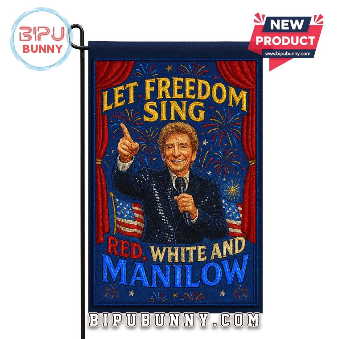 Red, White And Manilow Independence Day 2025 Flag Red, White And Manilow Independence Day 2025 Flag