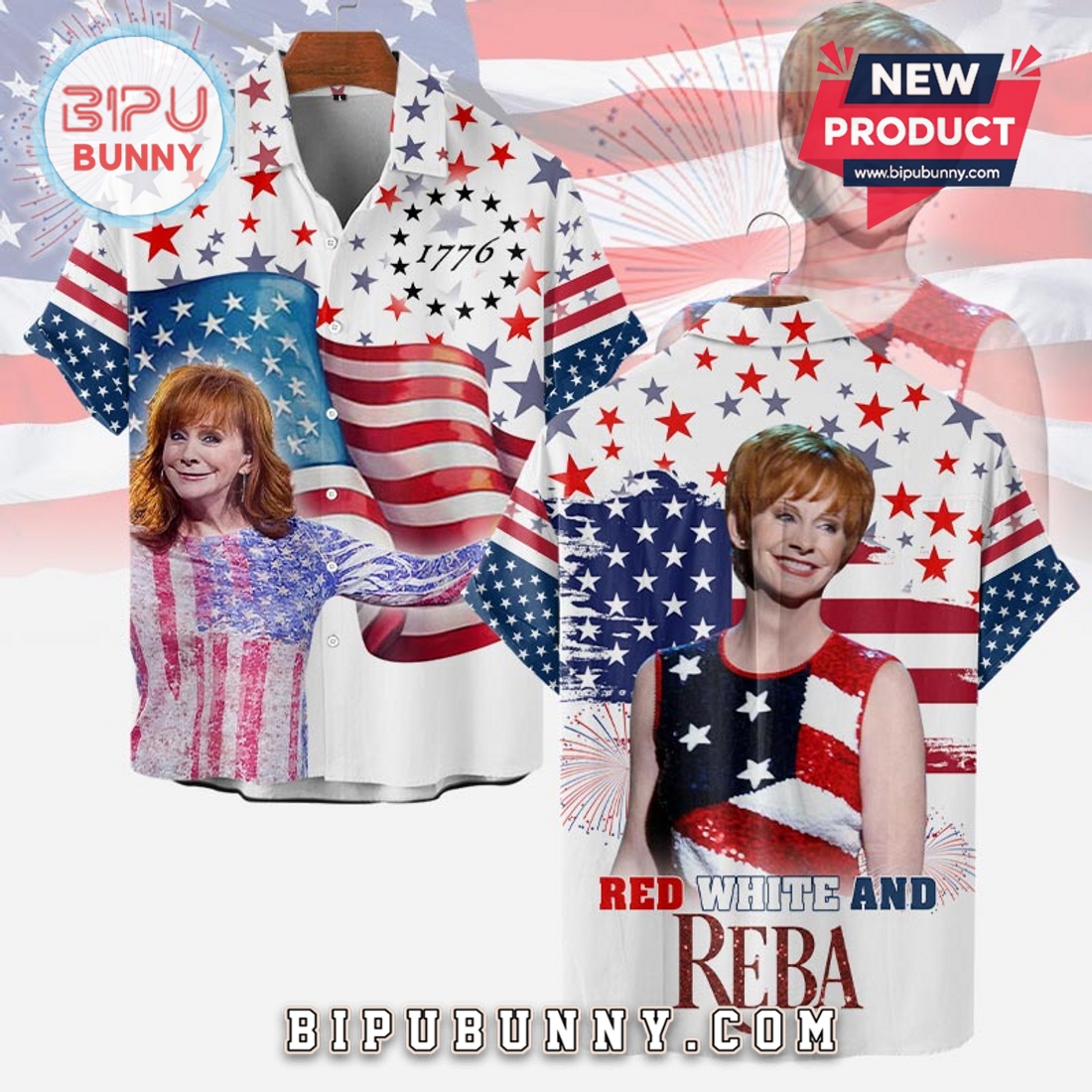 Red White Blue Reba 4th of July 2025 Hawaiian Shirt Red White Blue Reba 4th of July 2025 Hawaiian Shirt