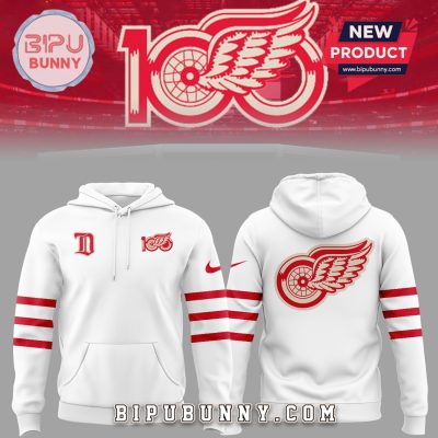 Red Wing Hockey Centennial White Hoodie 2025