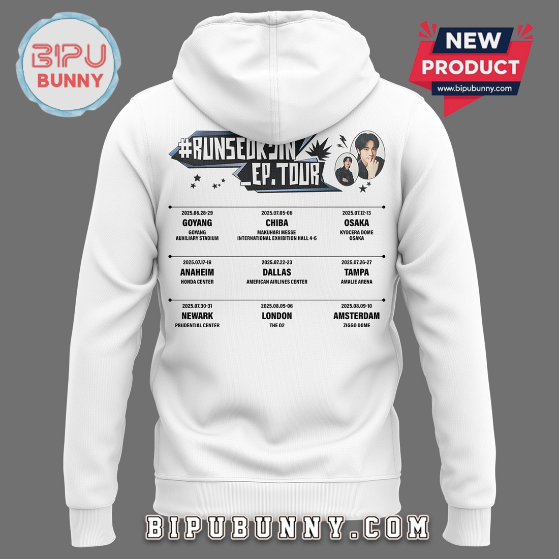 Runseokjin EP Tour 2025 Run Jin BTS Tour White Hoodie Runseokjin EP Tour 2025 Run Jin BTS Tour White Hoodie