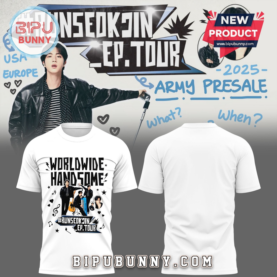 Runseokjin Run Jin BTS The First Tour 2025 White Hoodie Runseokjin Run Jin BTS The First Tour 2025 White Hoodie