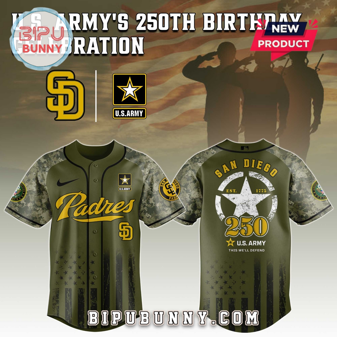 San Diego Padres MLB x 250 U.S. Army Baseball Jersey San Diego Padres MLB x 250 U.S. Army Baseball Jersey