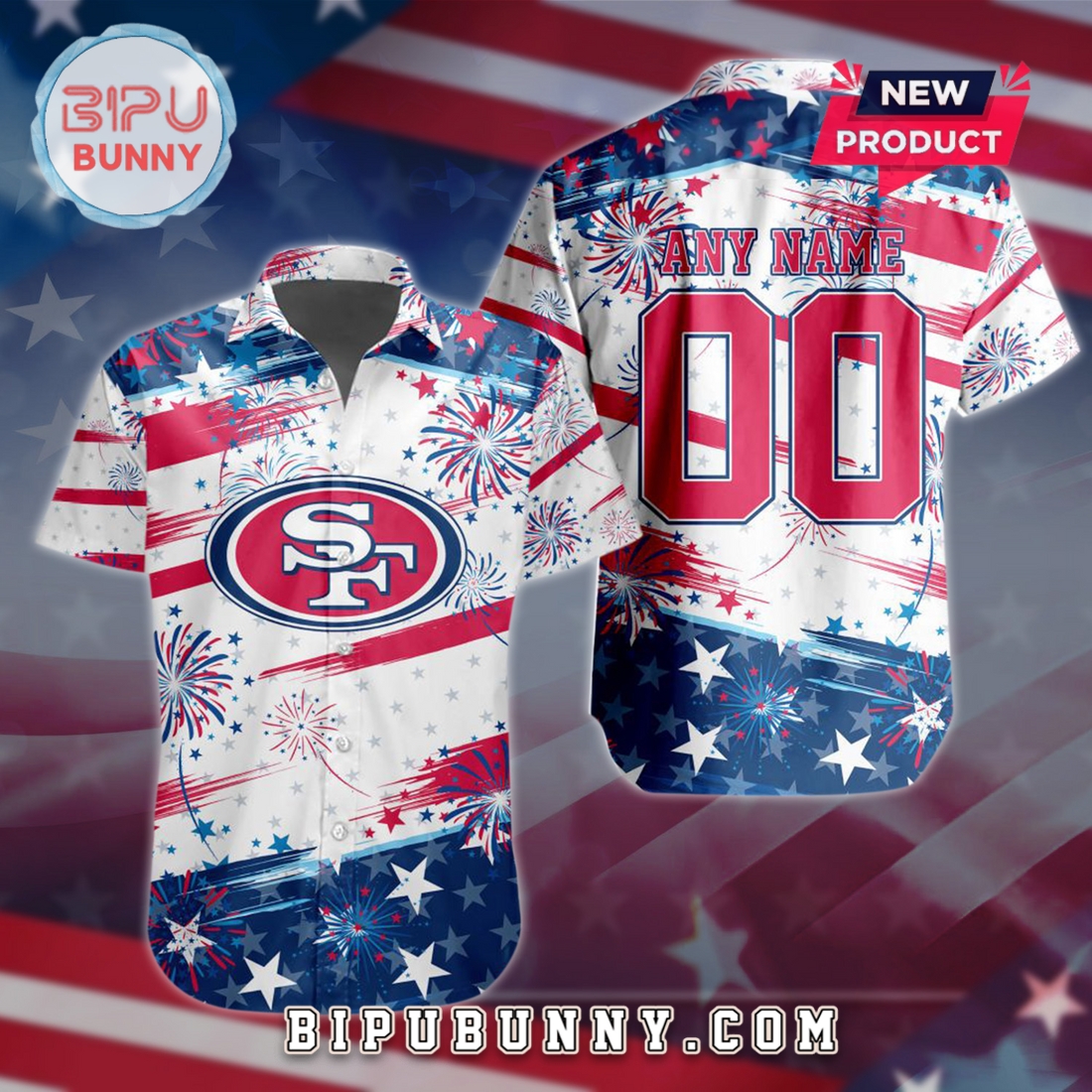 San Francisco 49ers 2025 Independence Day 4th Of July Hawaiian Shirt San Francisco 49ers 2025 Independence Day 4th Of July Hawaiian Shirt