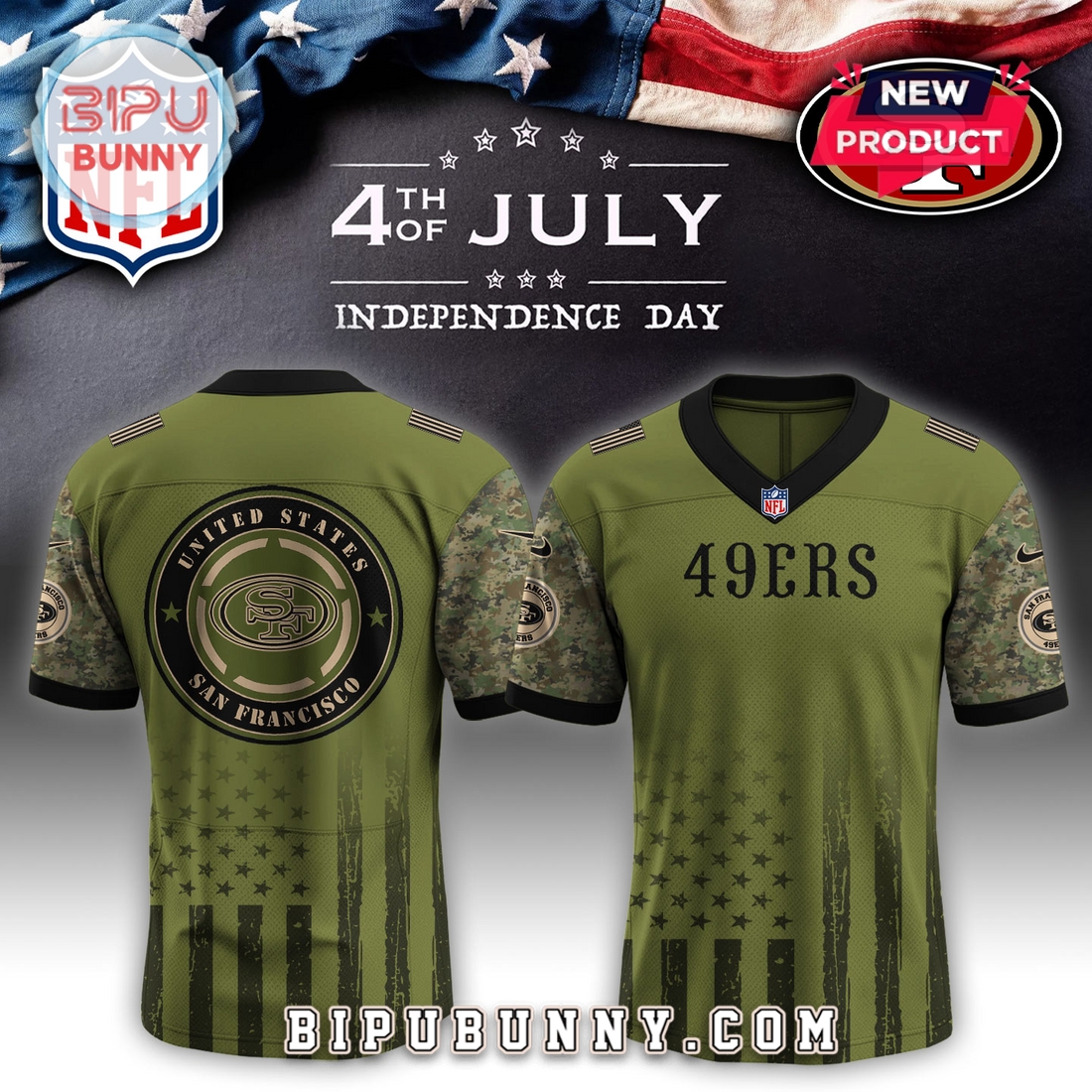 San Francisco 49ers NFL x Independence Day Baseball Jersey San Francisco 49ers NFL x Independence Day Baseball Jersey