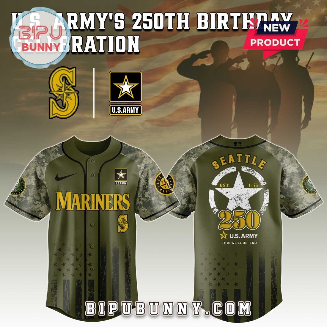 Seattle Mariners MLB x 250 U.S. Army Baseball Jersey Seattle Mariners MLB x 250 U.S. Army Baseball Jersey