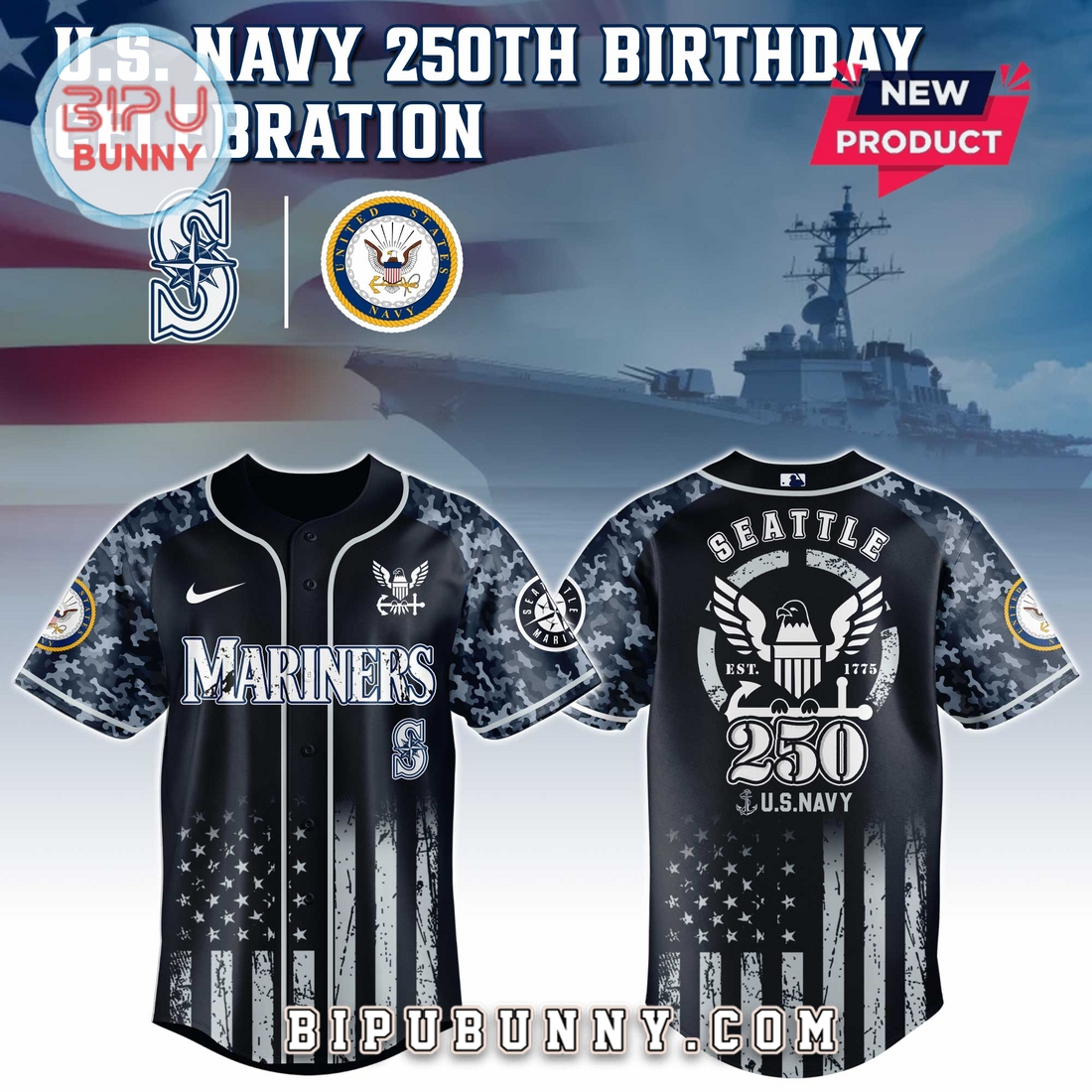 Seattle Mariners MLB x 250 U.S. Navy Baseball Jersey Seattle Mariners MLB x 250 U.S. Navy Baseball Jersey