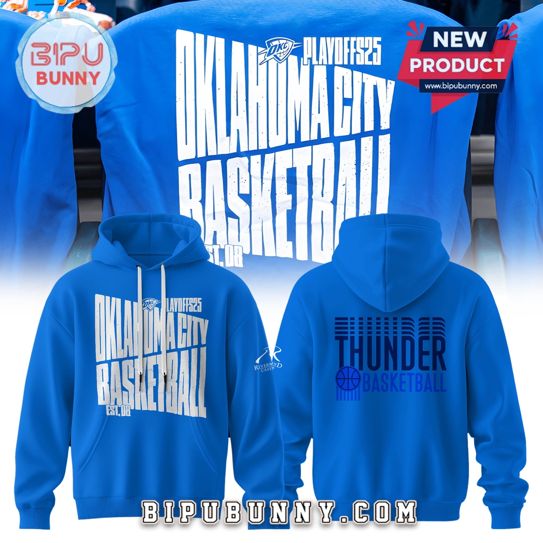 The 2025 Oklahoma City Thunder Playoff Blue Hoodie The 2025 Oklahoma City Thunder Playoff Blue Hoodie