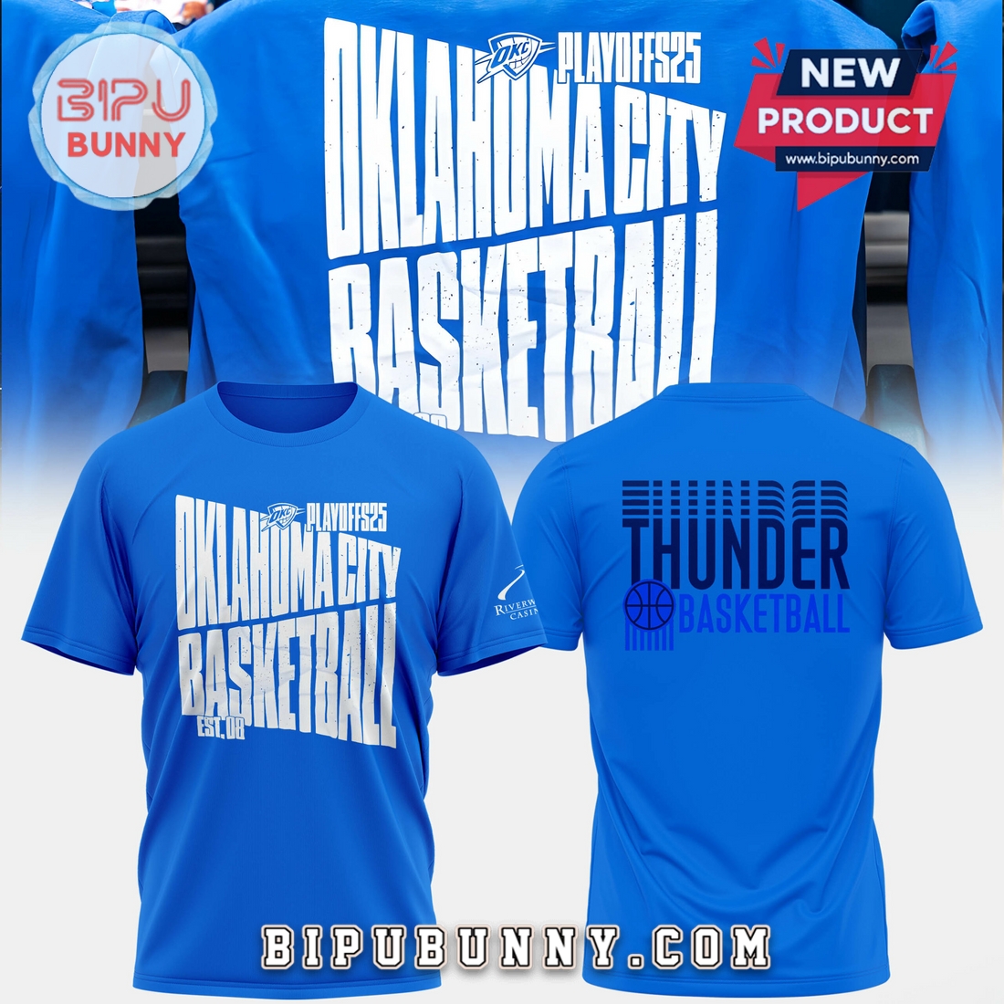 The 2025 Oklahoma City Thunder Playoff Blue Hoodie The 2025 Oklahoma City Thunder Playoff Blue Hoodie