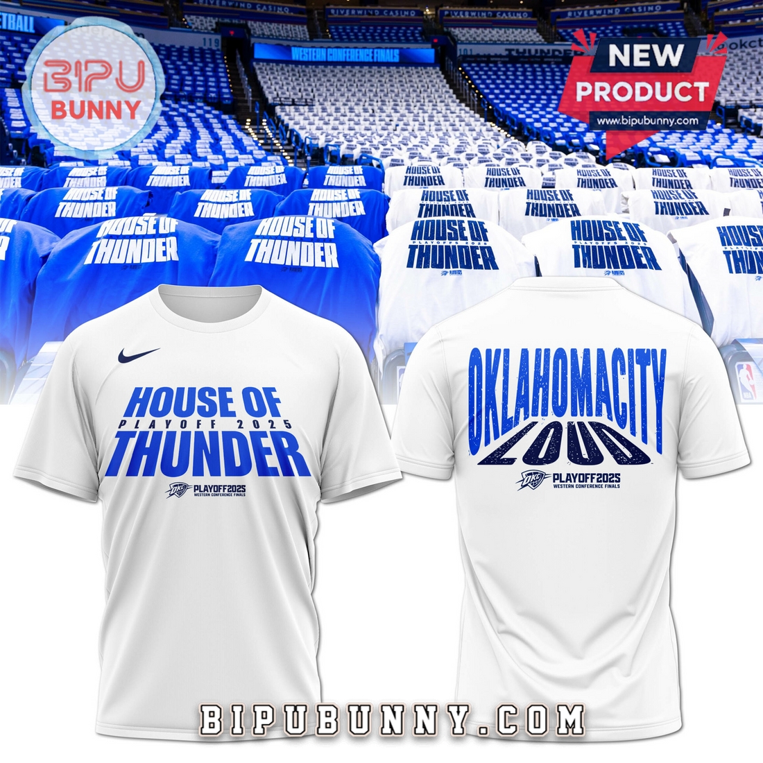 The 2025 Oklahoma City Thunder Playoff White Hoodie The 2025 Oklahoma City Thunder Playoff White Hoodie