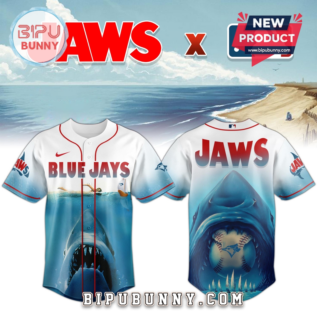 Toronto Blue Jays x JAWS Limited Edition Baseball Jersey Toronto Blue Jays x JAWS Limited Edition Baseball Jersey