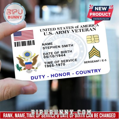 U.S Army Printed Metal Card