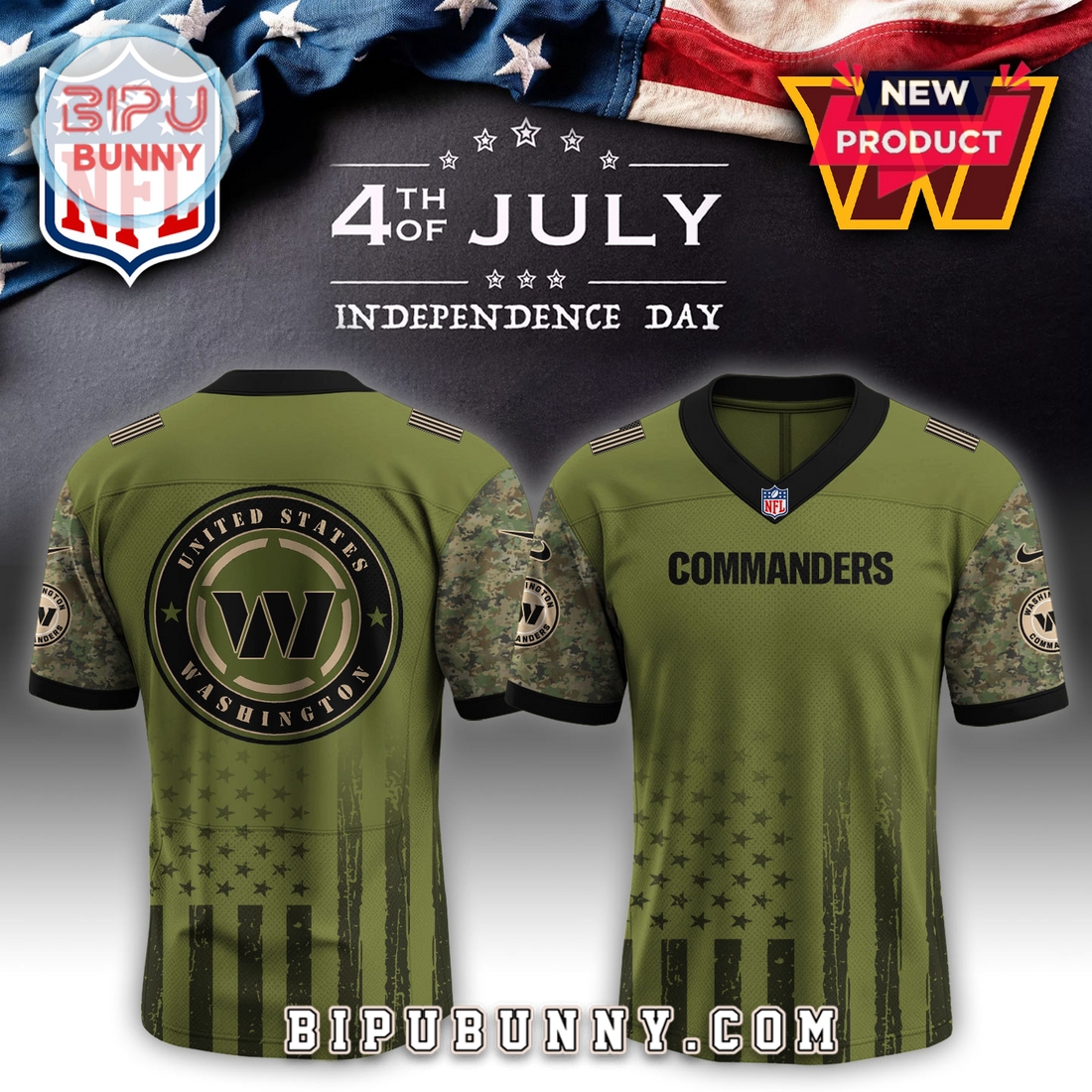Washington Commanders NFL x Independence Day Baseball Jersey Washington Commanders NFL x Independence Day Baseball Jersey