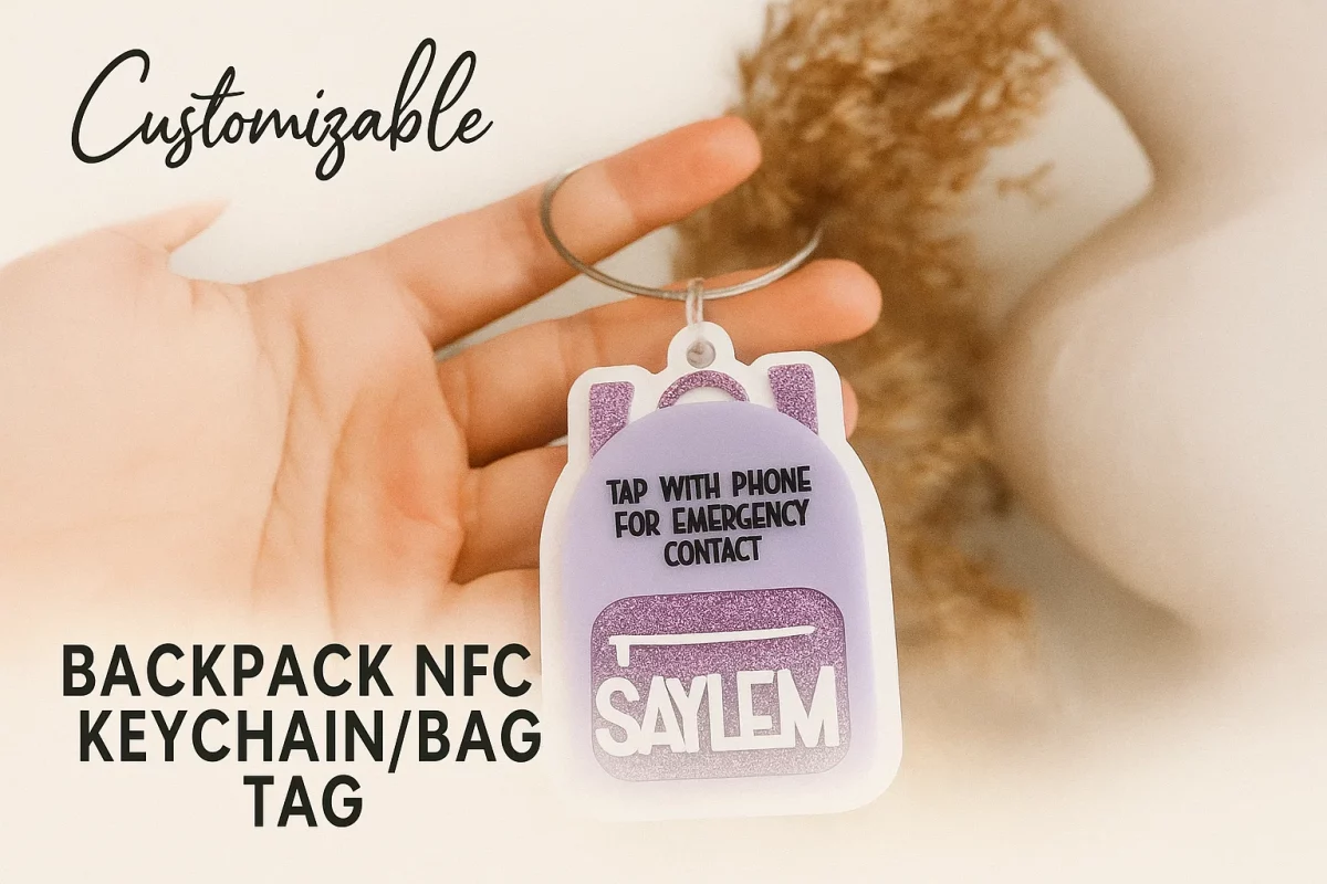Backpack NFC Keychain Bag Tag for Kids and Travel Safety