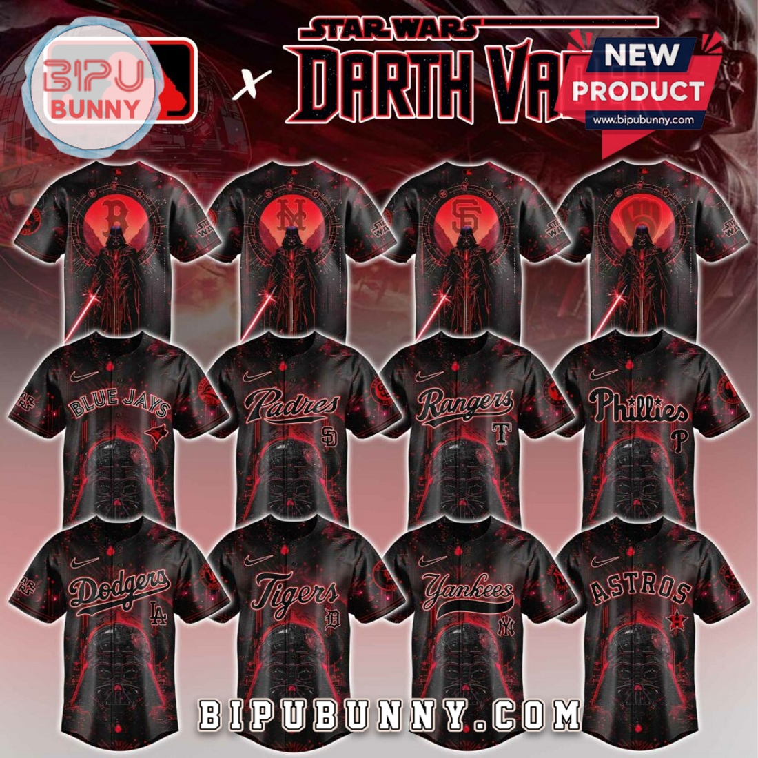 All Teams MLB x Star Wars Darth Vader Baseball Jersey All Teams MLB x Star Wars Darth Vader Baseball Jersey