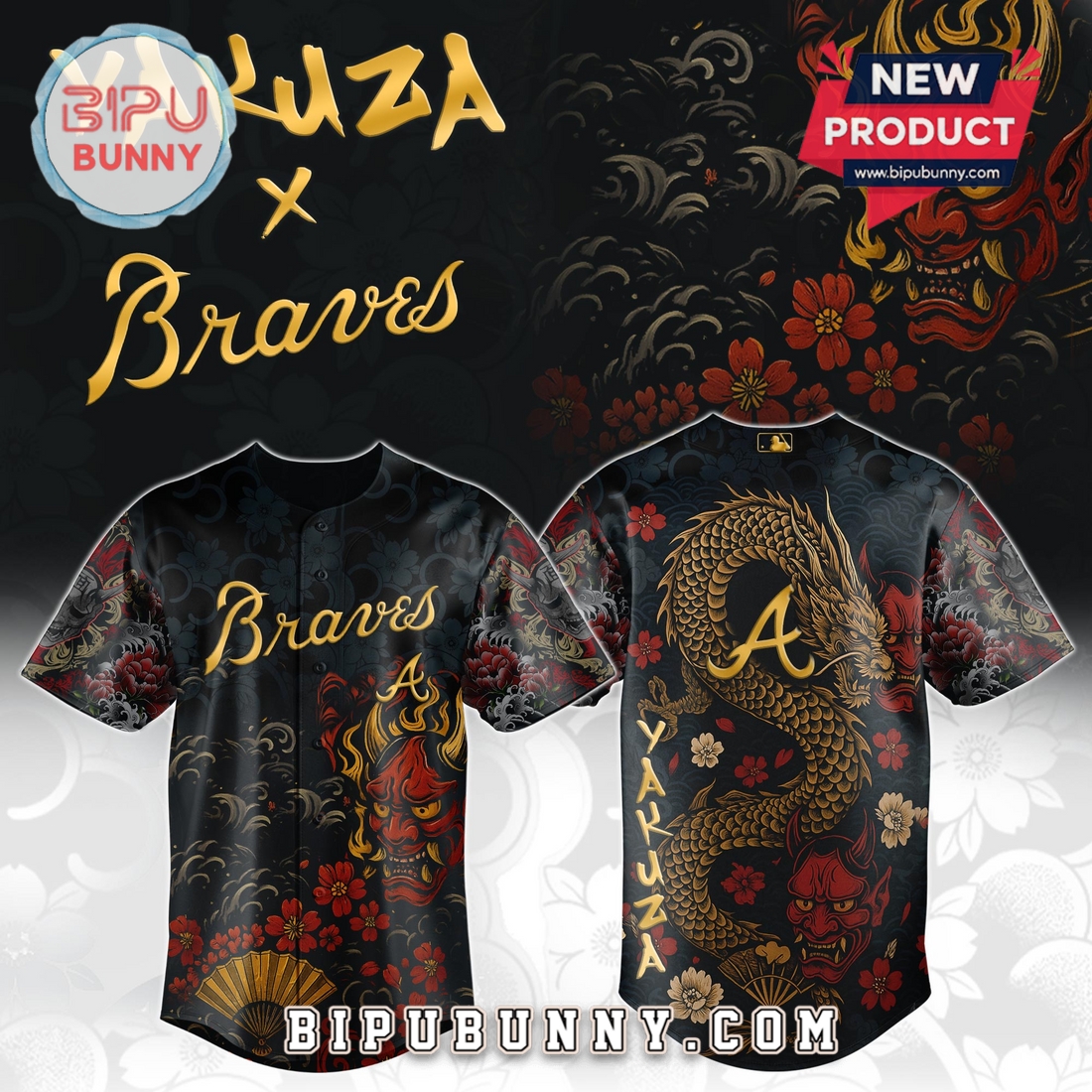 Atlanta Braves MLB x Yakuza Bloodline Baseball Jersey Atlanta Braves MLB x Yakuza Bloodline Baseball Jersey