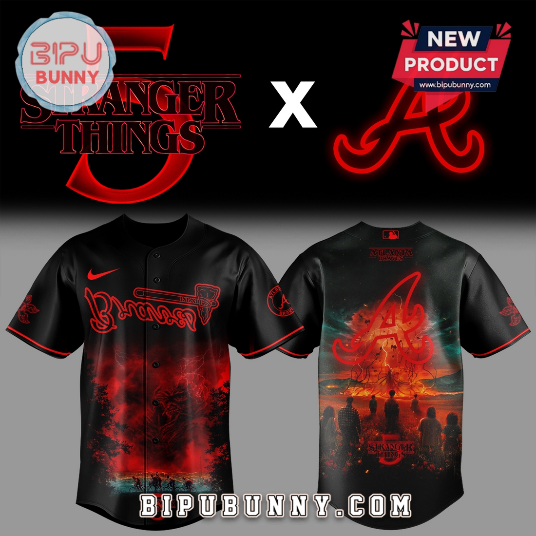 Atlanta Braves x Stranger Things Baseball Jersey Atlanta Braves x Stranger Things Baseball Jersey