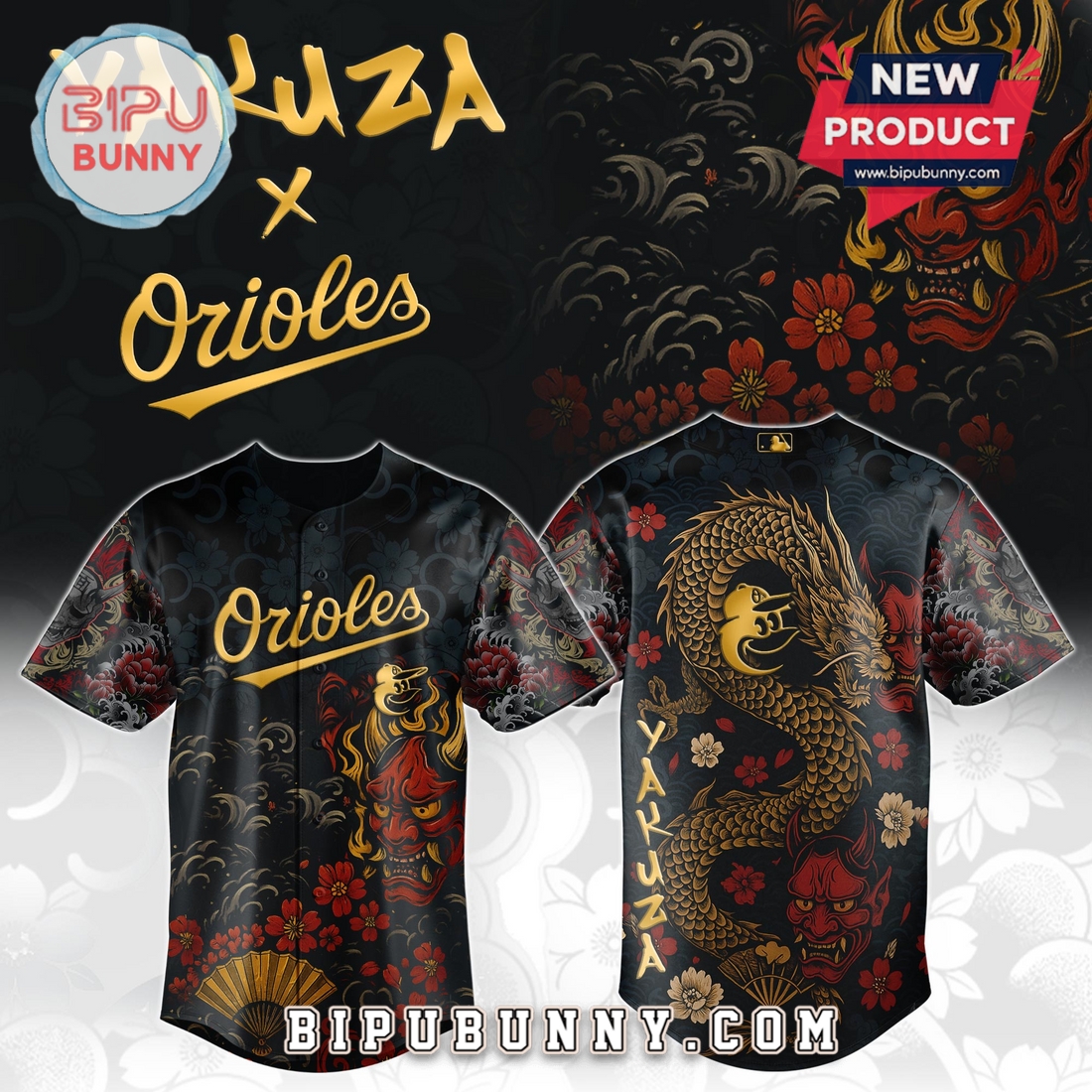 Baltimore Orioles MLB x Yakuza Bloodline Baseball Jersey Baltimore Orioles MLB x Yakuza Bloodline Baseball Jersey