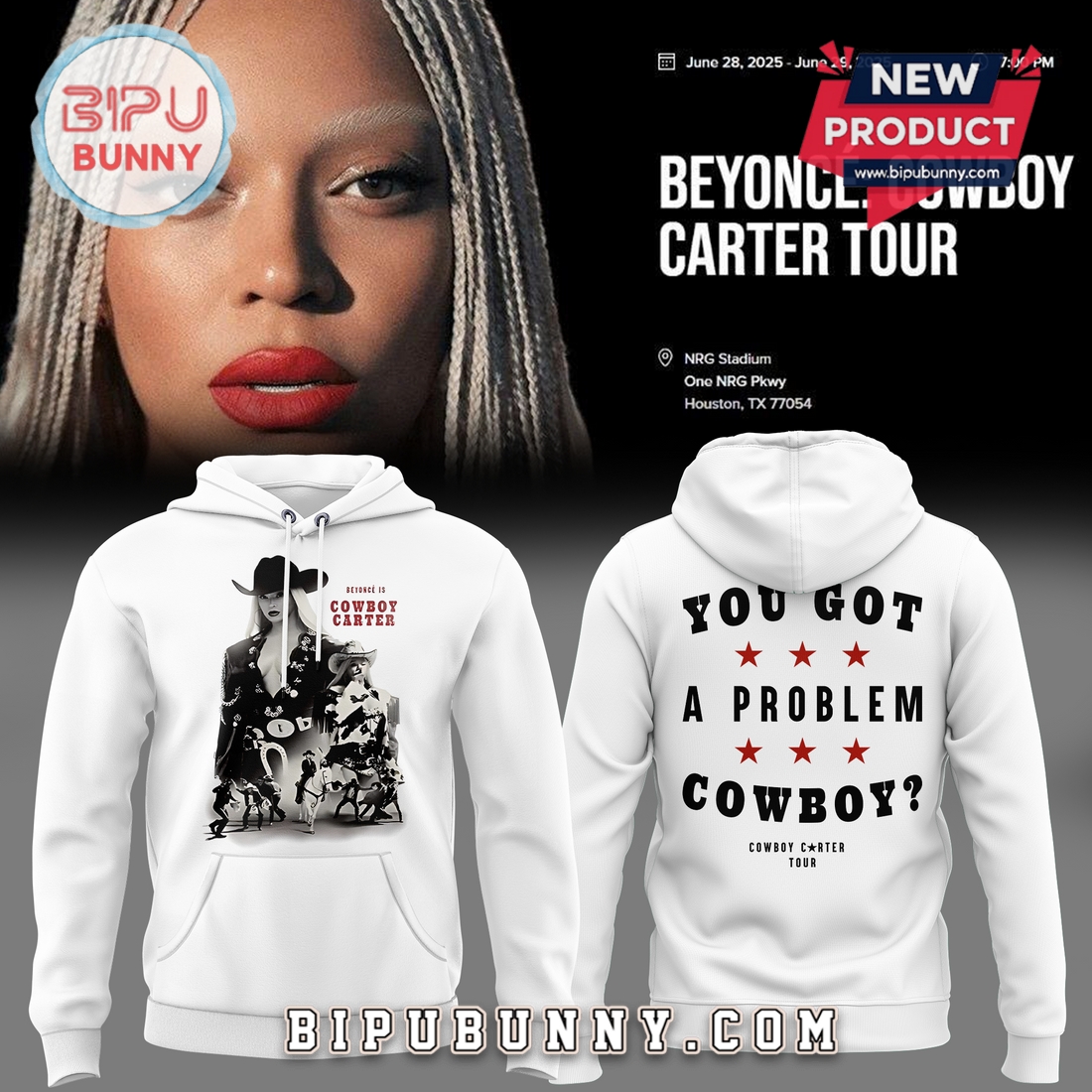 Beyonce Cowboy Carter Tour 2025 White Hoodie Beyonce Cowboy Carter Tour 2025 White Hoodie