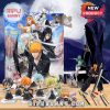 Bleach Advent Calendar with collectible figurines of characters like Ichigo and Orihime, accompanied by decorative swords.