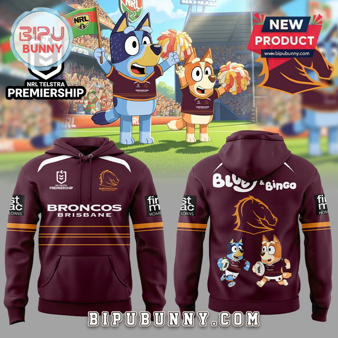 Brisbane Broncos 2025 Bluey and Bingo Hoodie And Pants Brisbane Broncos 2025 Bluey and Bingo Hoodie And Pants