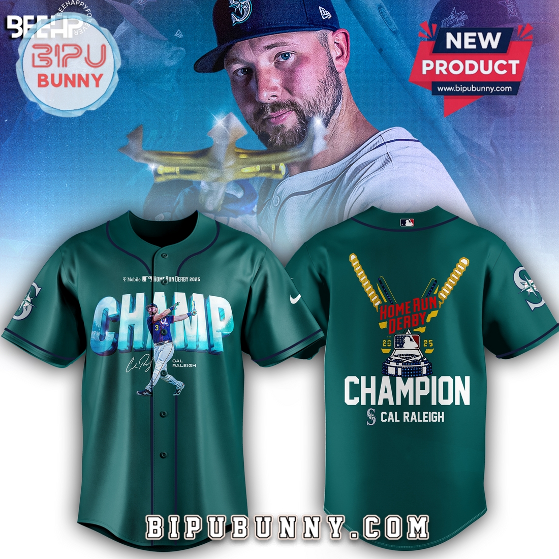 Cal Raleigh Seattle Mariners 2025 Home Run Derby Green Jersey Cal Raleigh Seattle Mariners 2025 Home Run Derby Green Jersey