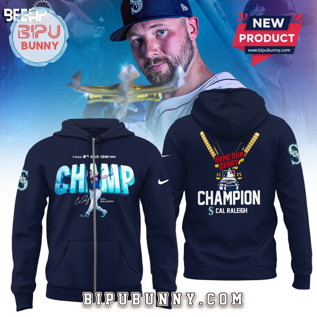 Cal Raleigh Seattle Mariners 2025 Home Run Derby Hoodie Cal Raleigh Seattle Mariners 2025 Home Run Derby Hoodie