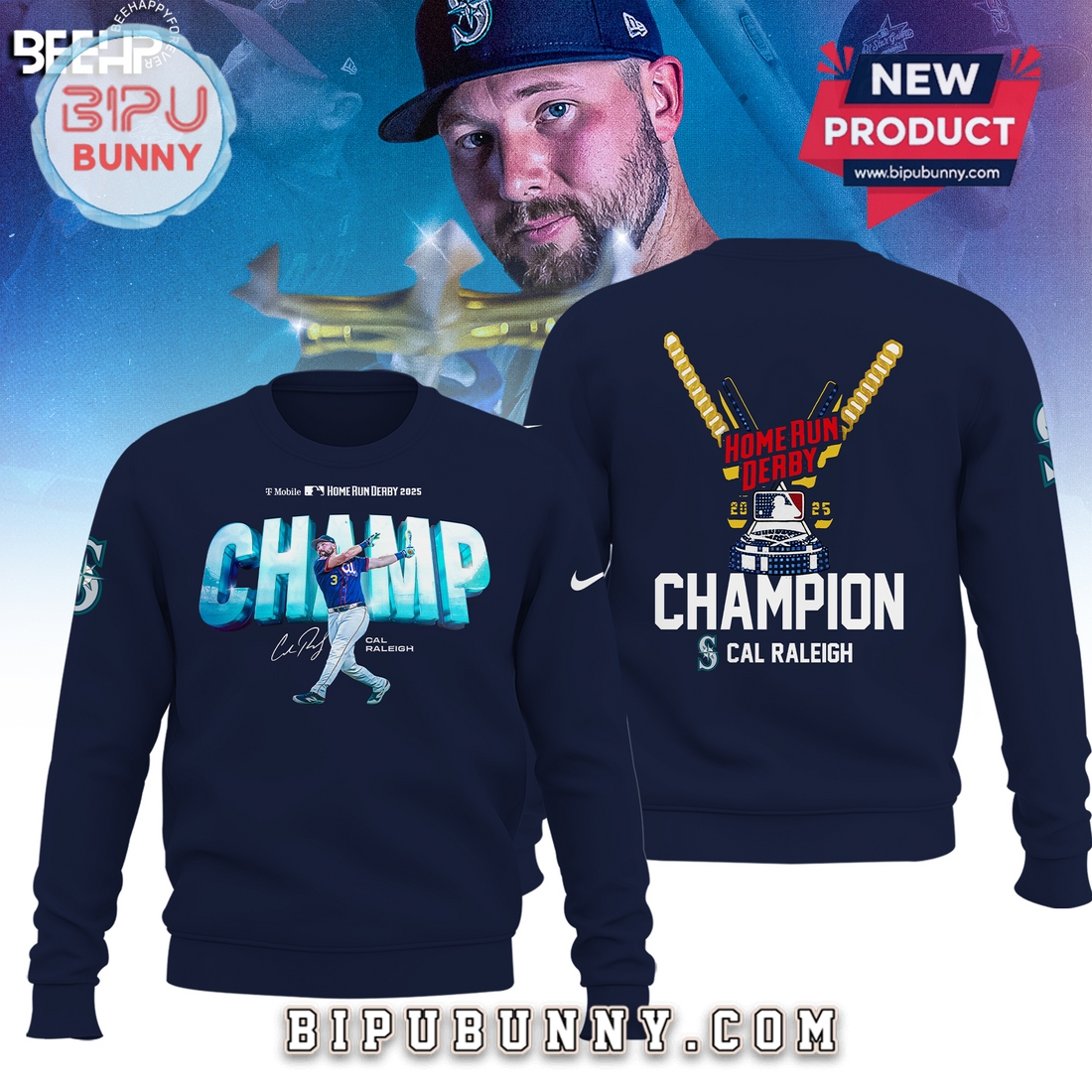 Cal Raleigh Seattle Mariners 2025 Home Run Derby Hoodie Cal Raleigh Seattle Mariners 2025 Home Run Derby Hoodie