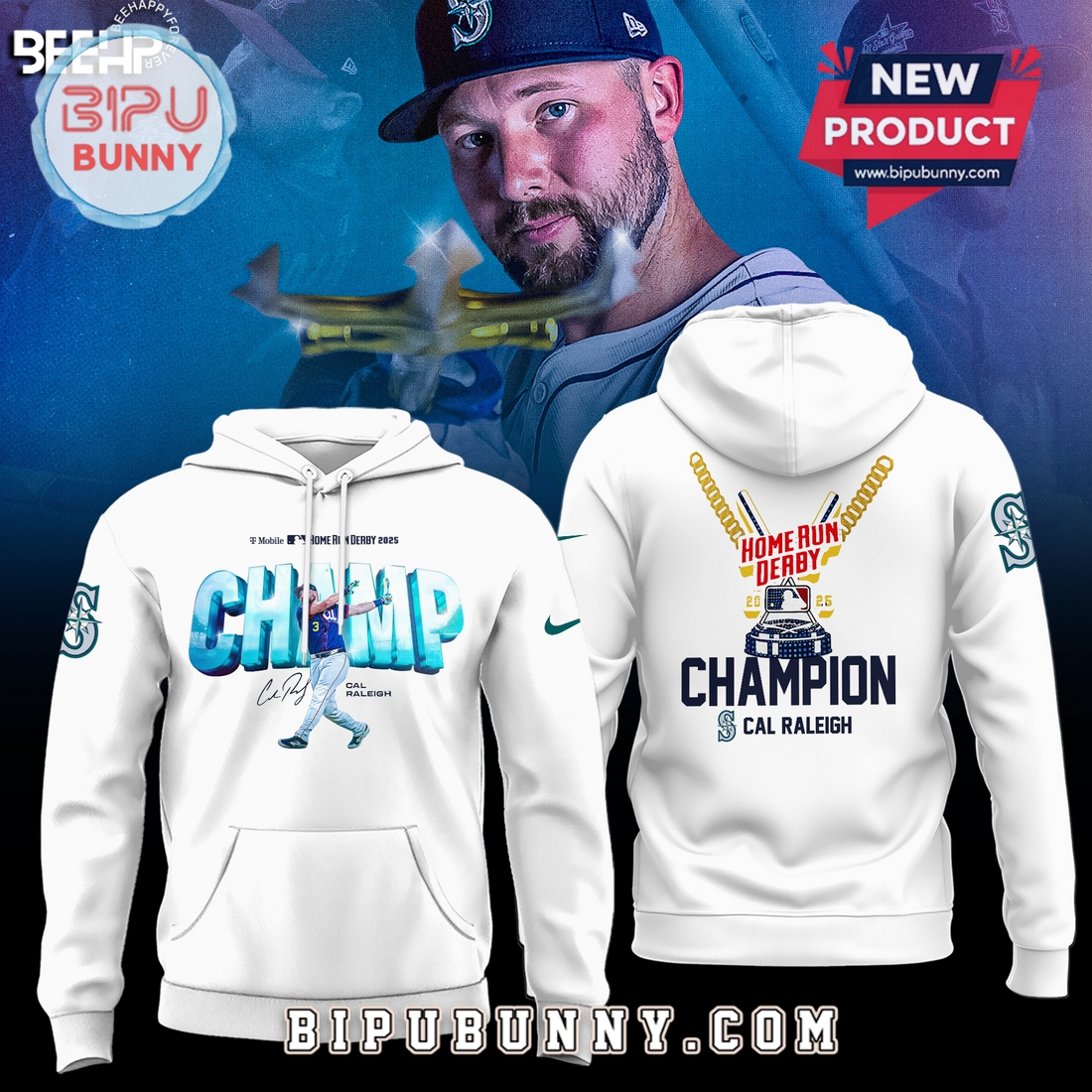 Cal Raleigh Seattle Mariners Home Run Derby Signatures Hoodie Cal Raleigh Seattle Mariners Home Run Derby Signatures Hoodie