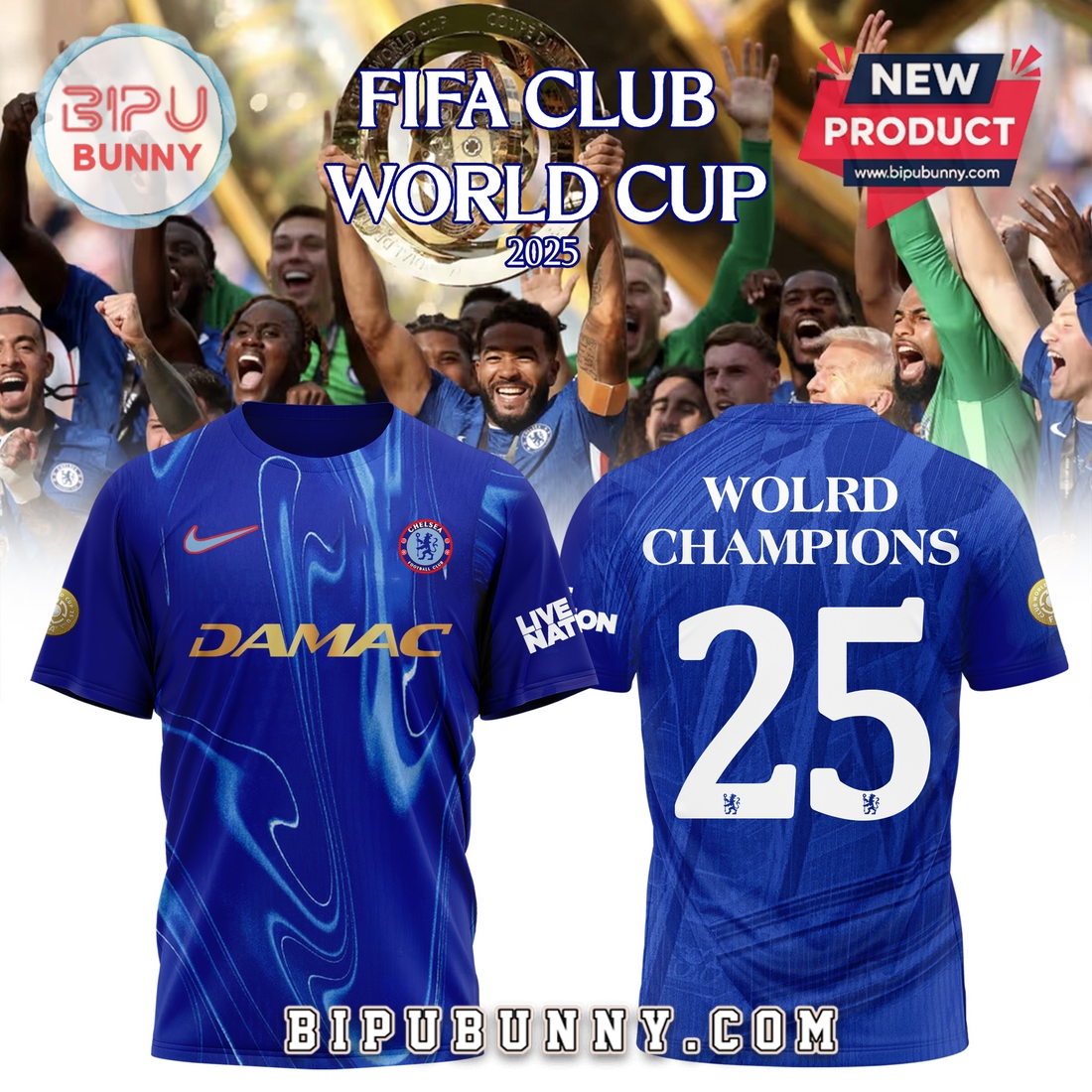 Chelsea FIFA Club World Cup Champions 2025 Blue Hoodie Chelsea FIFA Club World Cup Champions 2025 Blue Hoodie