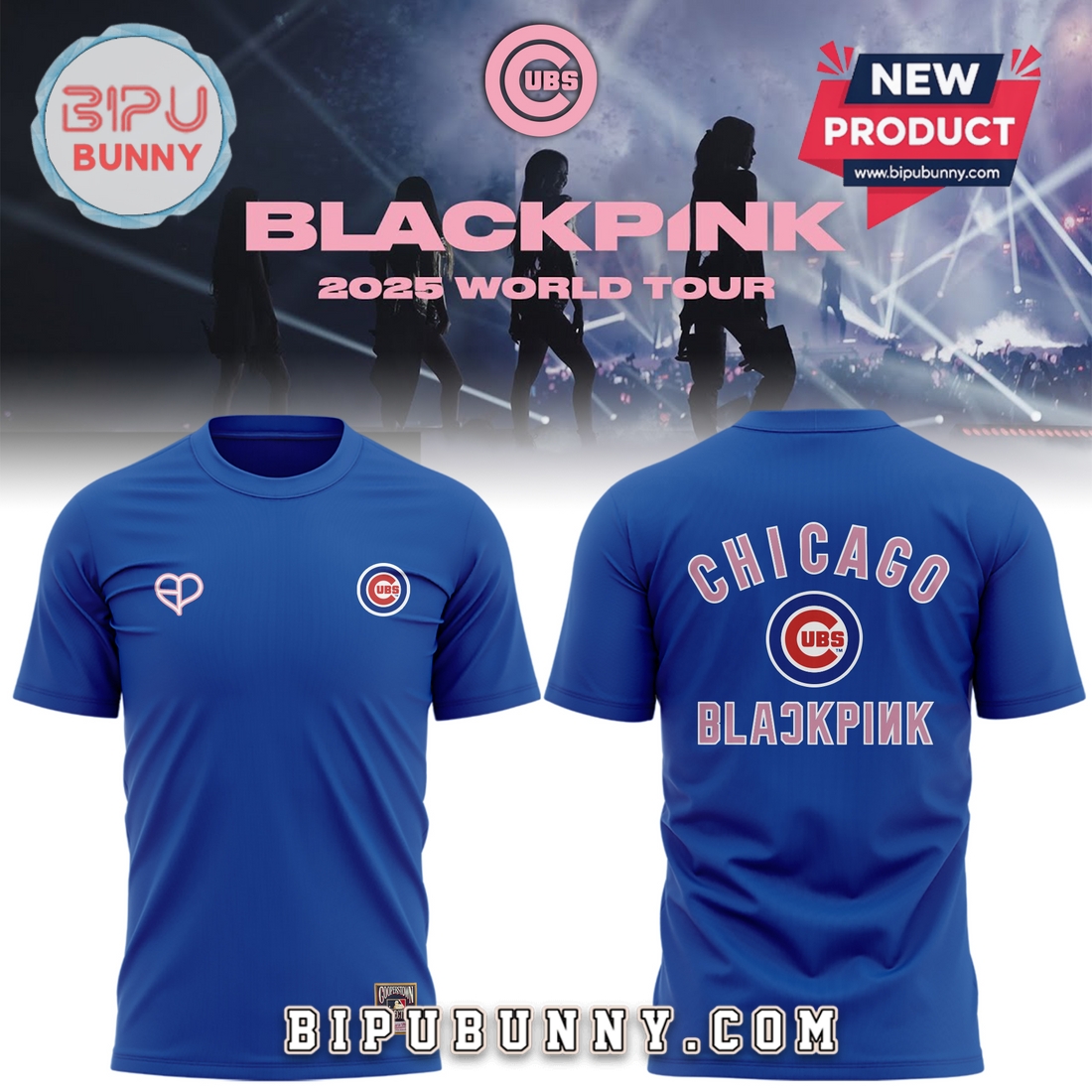 Chicago Cubs x Blackpink 2025 World Tour Blue Hoodie Chicago Cubs x Blackpink 2025 World Tour Blue Hoodie