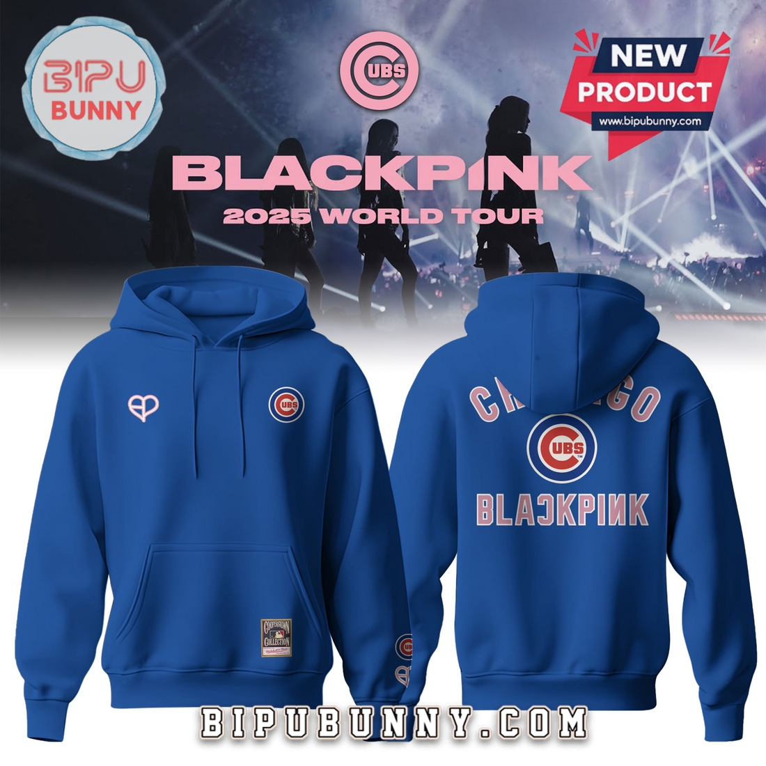 Chicago Cubs x Blackpink 2025 World Tour Blue Hoodie Chicago Cubs x Blackpink 2025 World Tour Blue Hoodie