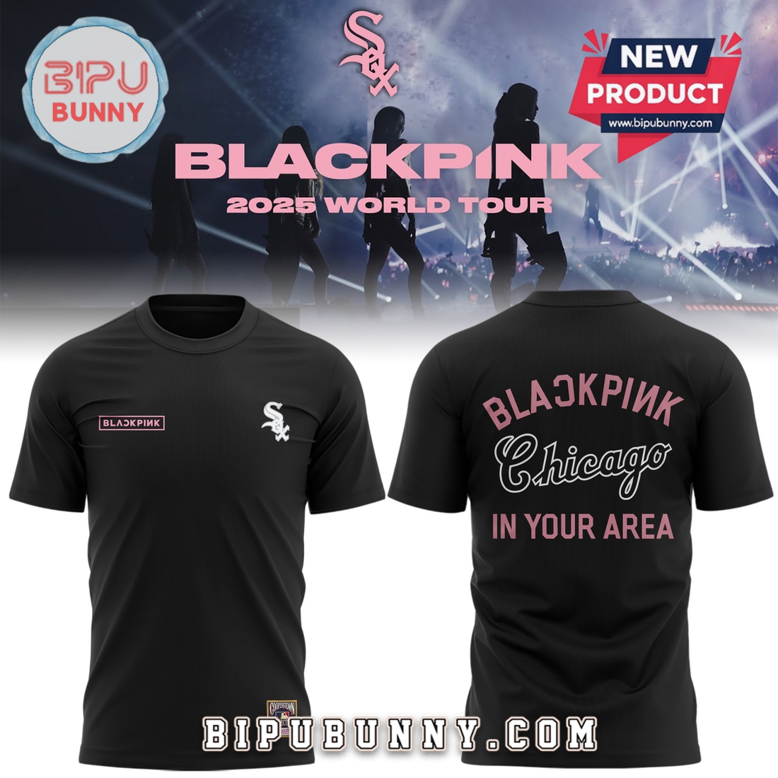 Chicago White Sox x Blackpink 2025 World Tour Black Hoodie Chicago White Sox x Blackpink 2025 World Tour Black Hoodie