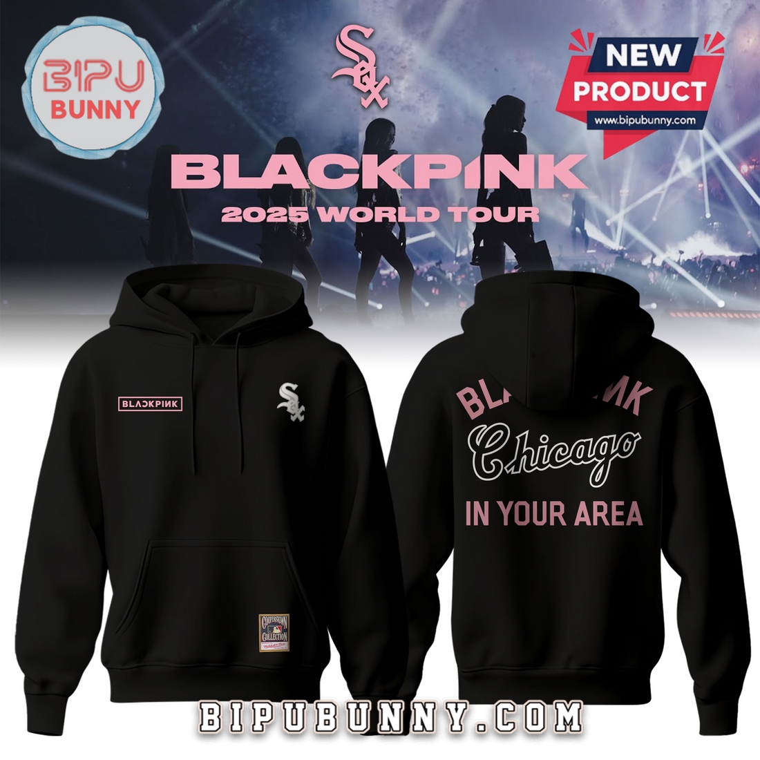Chicago White Sox x Blackpink 2025 World Tour Black Hoodie Chicago White Sox x Blackpink 2025 World Tour Black Hoodie