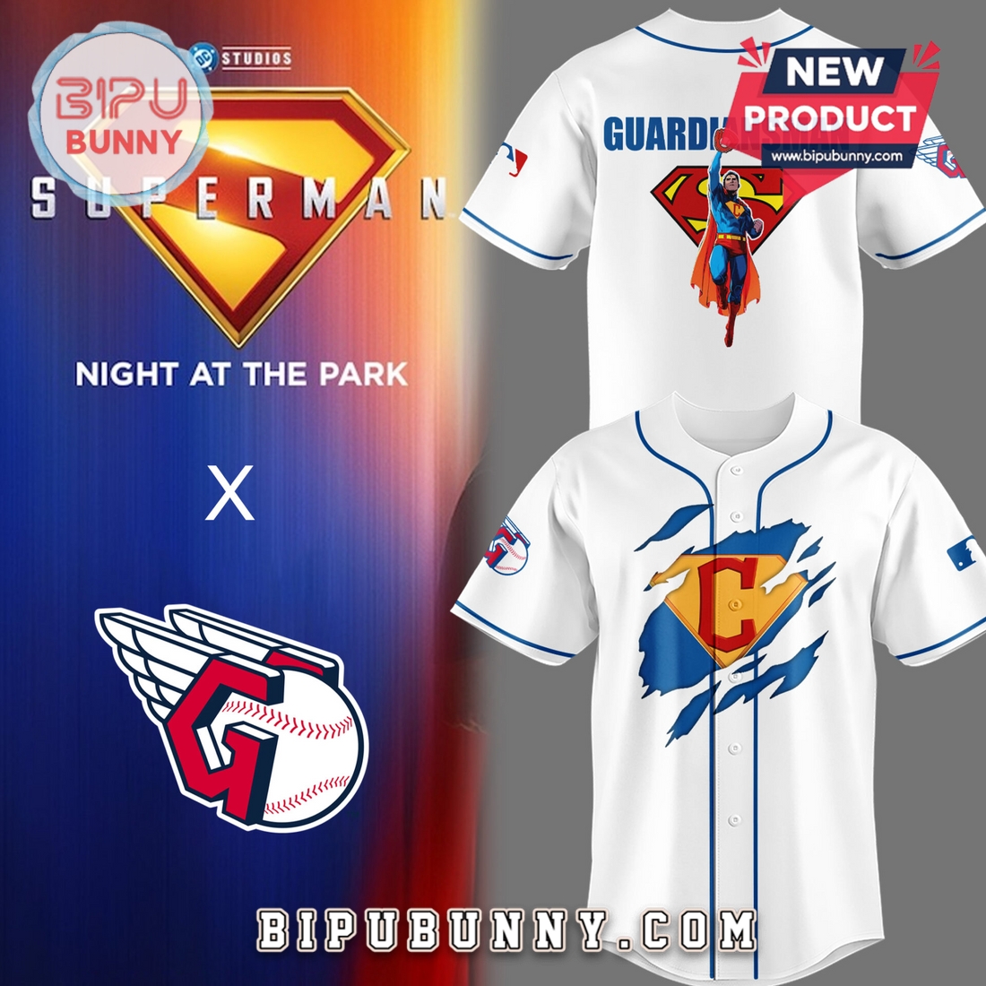 Cleveland Guardians Baseball Superman Night Baseball Jersey Cleveland Guardians Baseball Superman Night Baseball Jersey