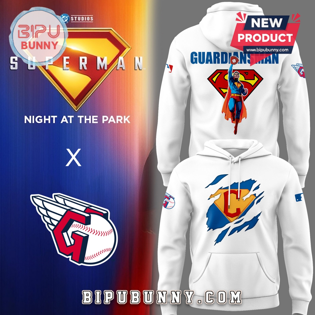 Cleveland Guardians Baseball Superman Night Hoodie Cleveland Guardians Baseball Superman Night Hoodie